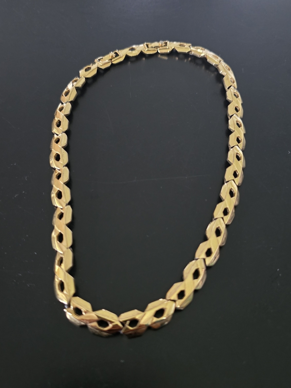 Vintage Monet Gold-Tone Geometric Link Necklace 17 Inches W/ Removable Link